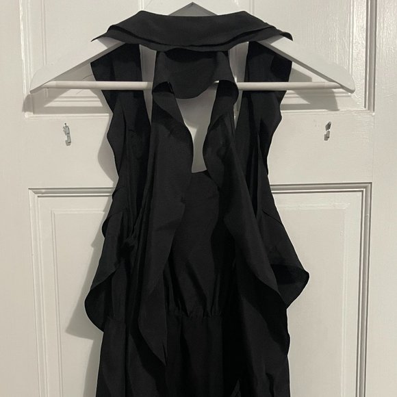 The Impeccable Pig Little Black Dress - Backless with Ruffles - Size M - Picture 3 of 5